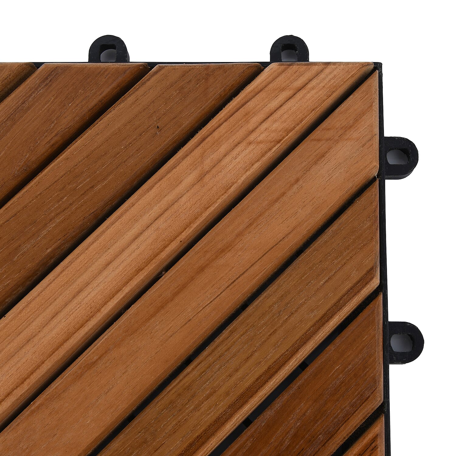 Bali Collection Set of 10 - Teak Wood Decking Tiles (Each 30 Cm)