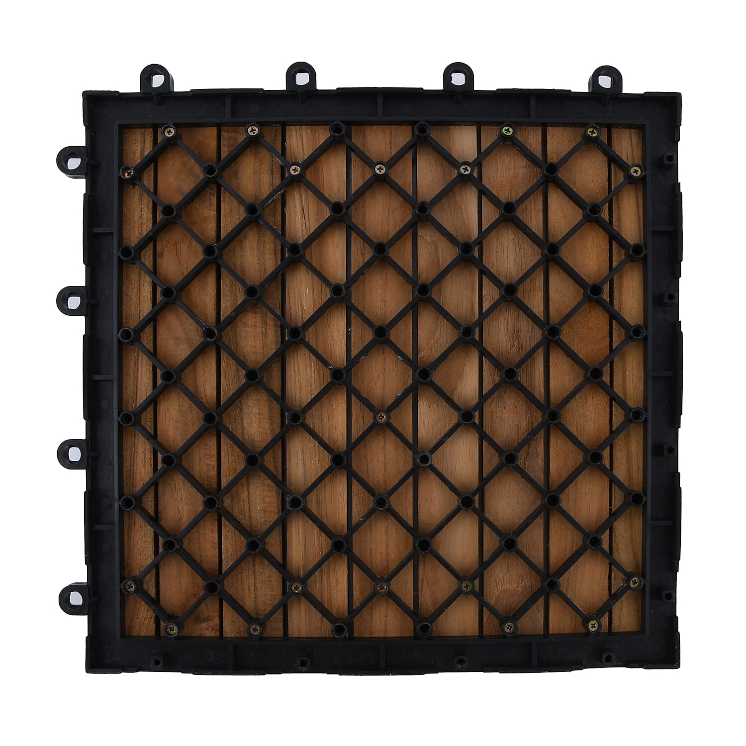 Bali Collection Set of 10 - Teak Wood Decking Tiles (Each 30 Cm)