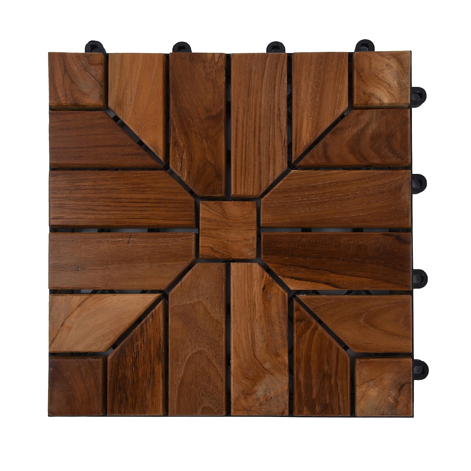 Bali Collection Set of 10 - Teak Wood Decking Tiles (Each 30 Cm)