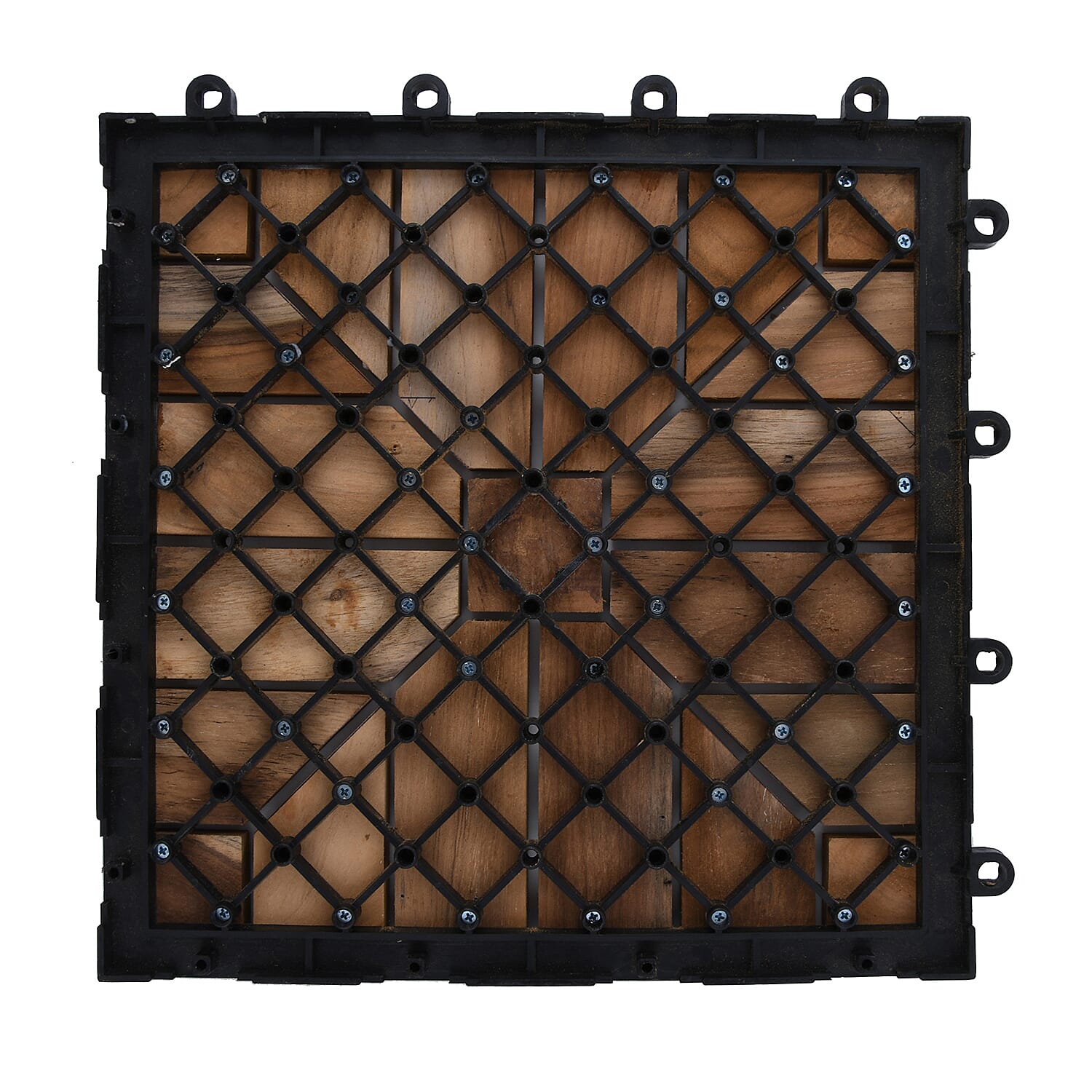 Bali Collection Set of 10 - Teak Wood Decking Tiles (Each 30 Cm)