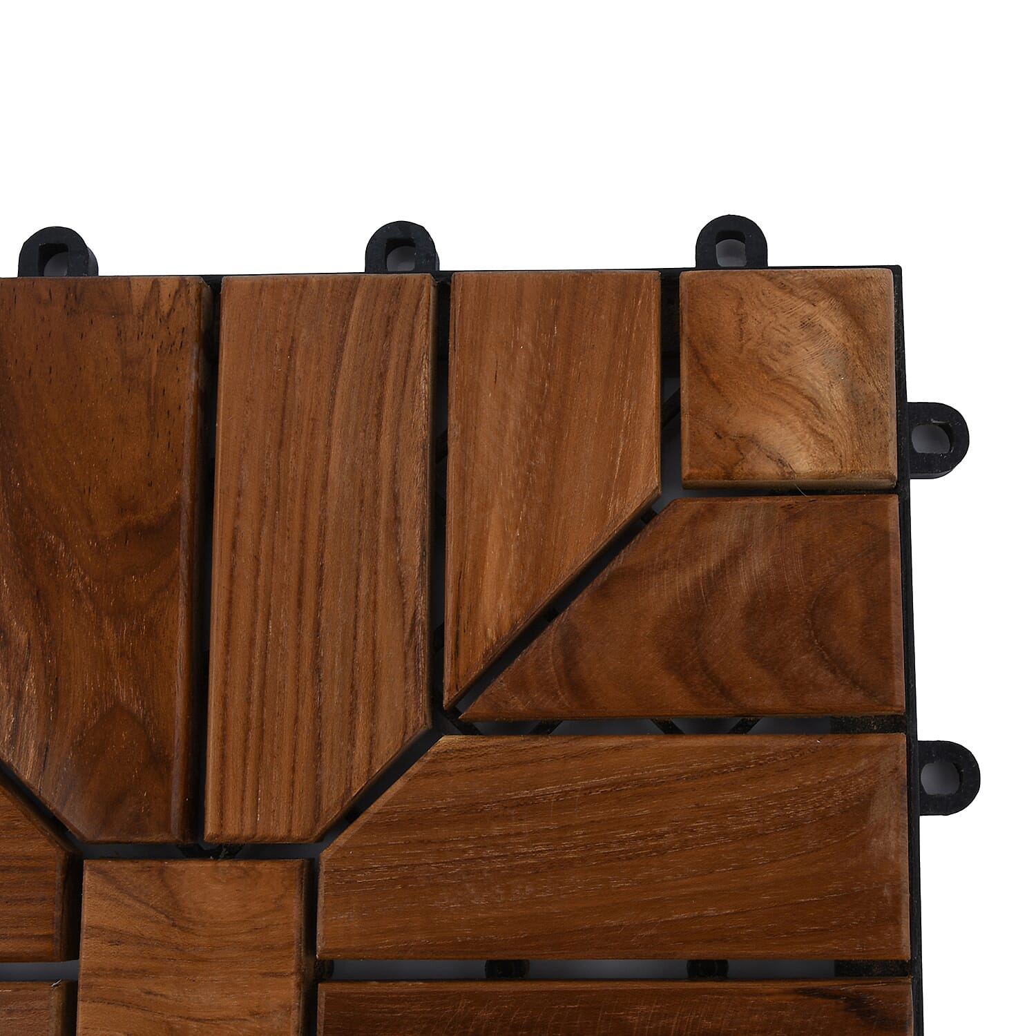 Bali Collection Set of 10 - Teak Wood Decking Tiles (Each 30 Cm)