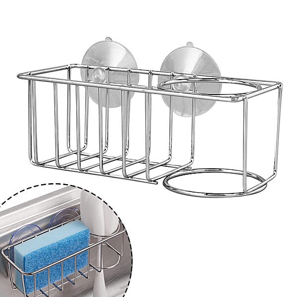 Set Of 2 - 2 in 1 Sink Caddy Organiser (Fits 1 Sponge and 1 Brush) (Size 18x8x7cm)