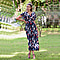 JOVIE Floral Pattern Smocked Waist Maxi Dress with Flutter Sleeve - Navy and Red