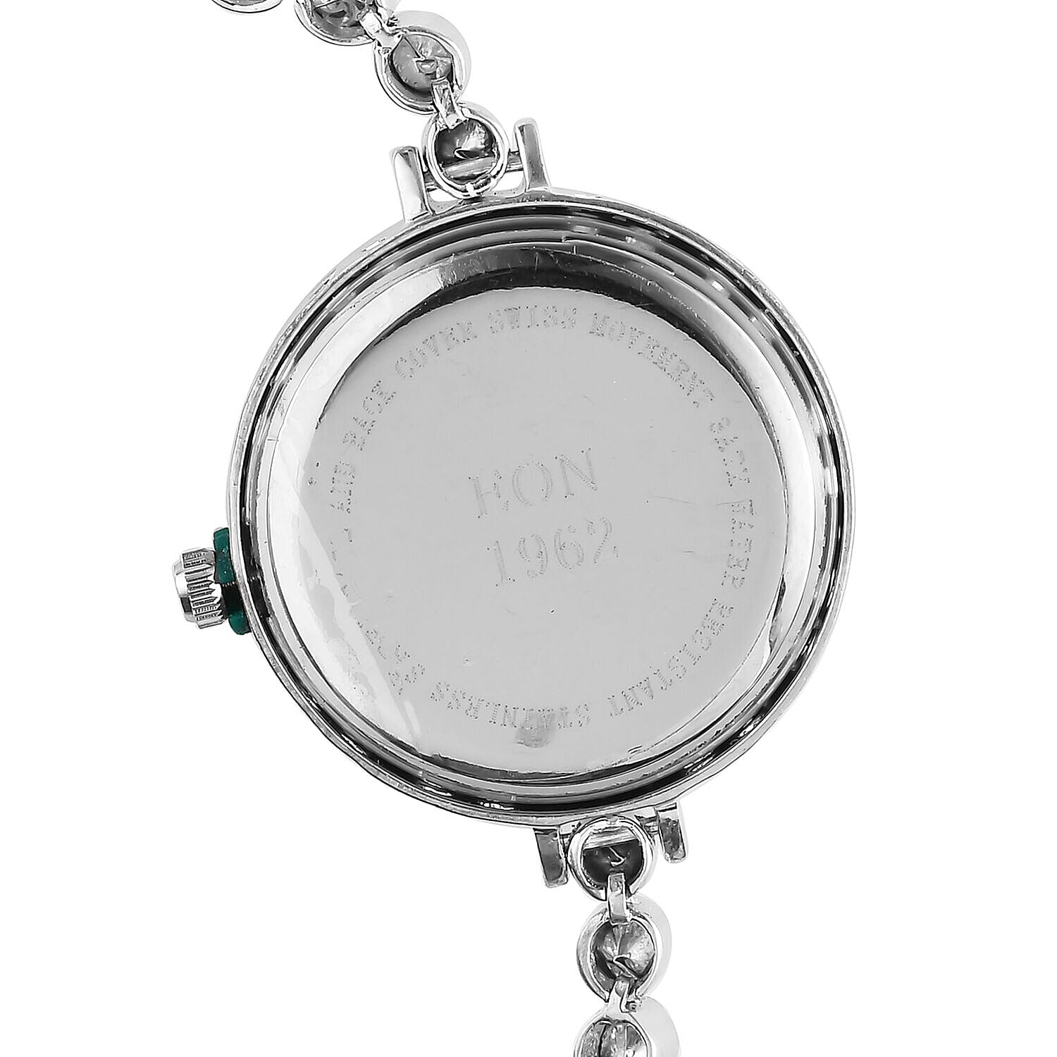 EON 1962 Polki Diamond and Natural White Single Cut Diamond Studded Watch 2.50 Ct, (Size 7.5) in Platinum Overlay Sterling Silver Silver Wt. 14.15 Gms.