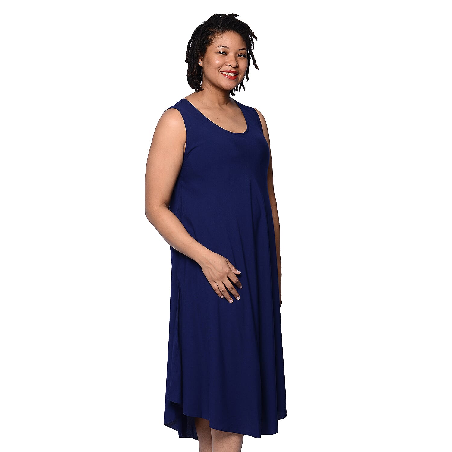 JOVIE Solid Navy Sleeveless Dress (Size up to 20)