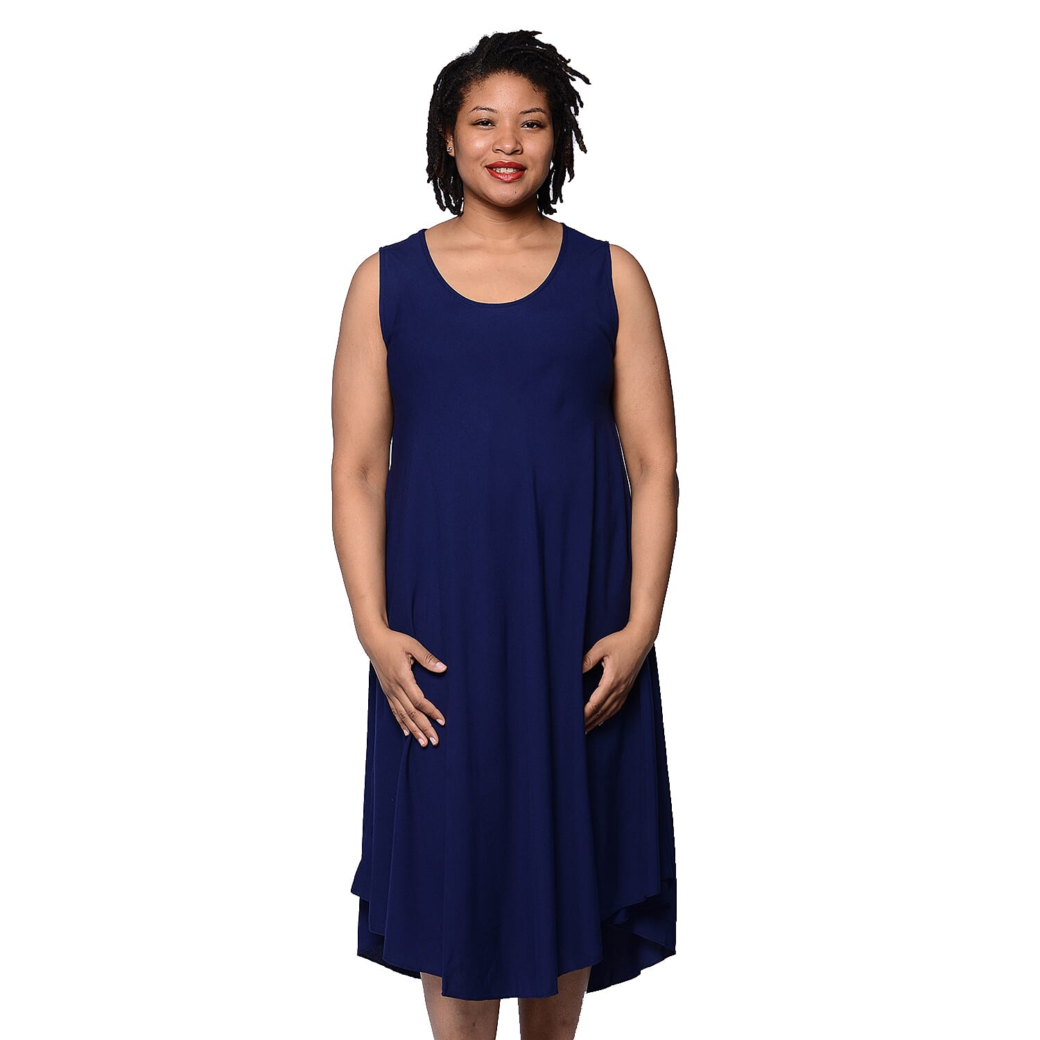 JOVIE Solid Navy Sleeveless Dress (Size up to 20)