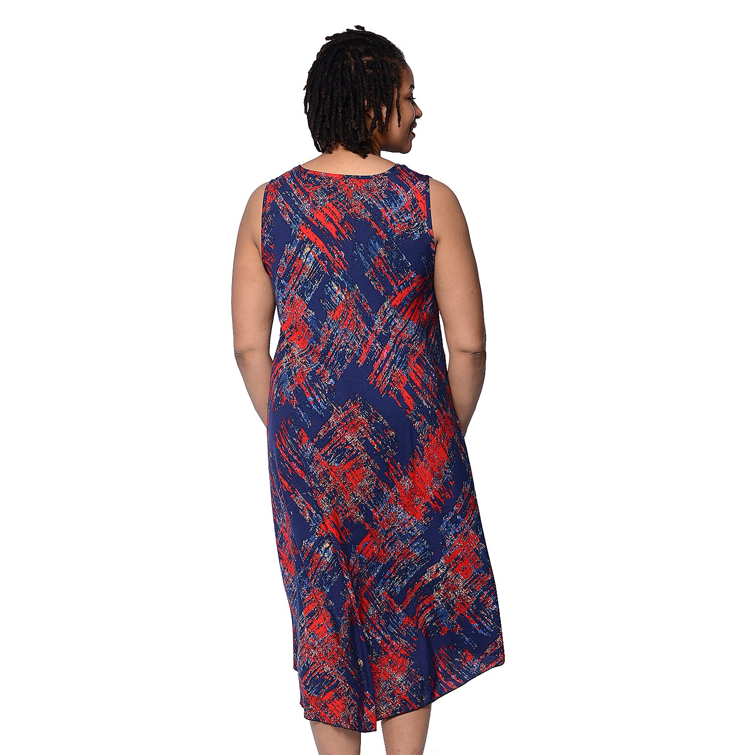 JOVIE Navy and Red Printed Sleeveless Dress (Size up to 20)