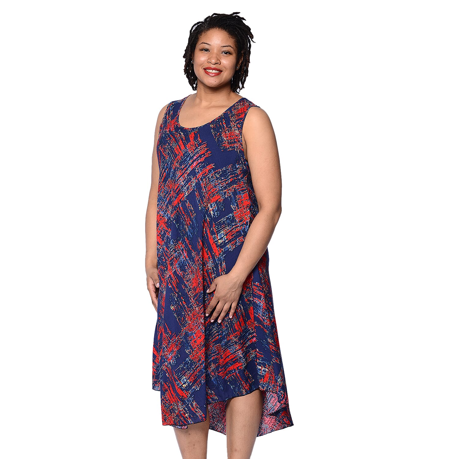 JOVIE Navy and Red Printed Sleeveless Dress (Size up to 20)