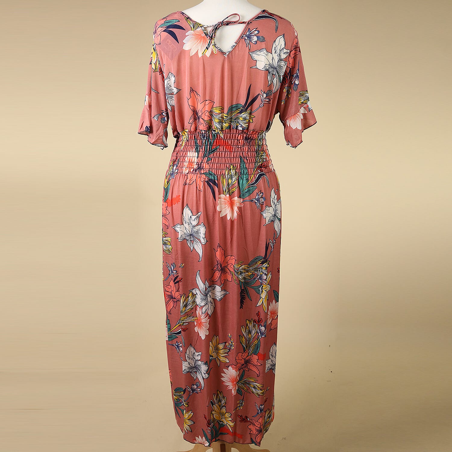 JOVIE Floral Pattern Smocked Dress (Size fits 8-20 )  - Pink & Multi