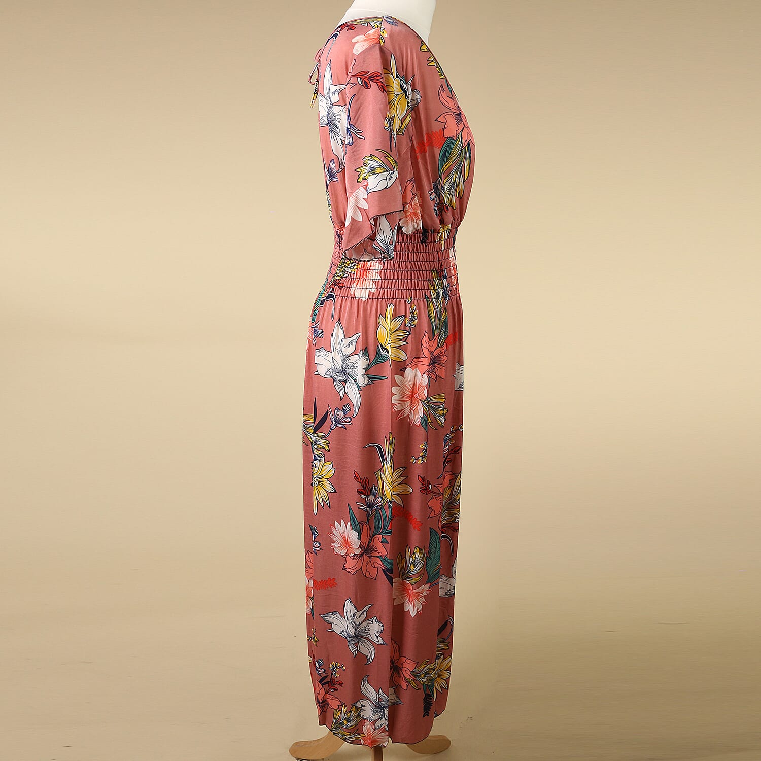 JOVIE Floral Pattern Smocked Dress (Size fits 8-20 )  - Pink & Multi