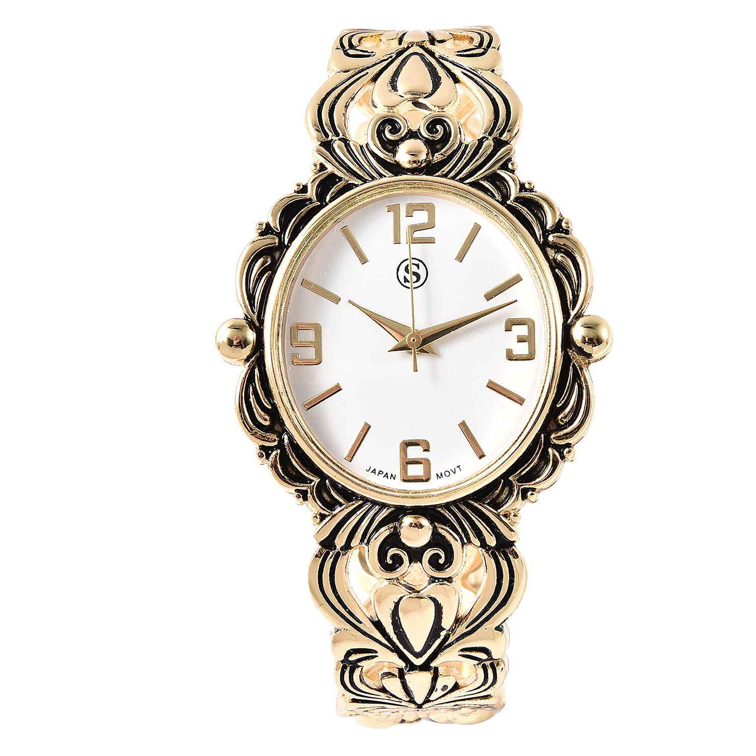 Strada Japanese Movement Water Resistant Bangle Watch in Gold Tone