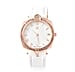 STRADA Japanese Movement Pink Crystal Studded Water Resistant Watch with White Strap