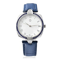 STRADA Japanese Movement Blue Crystal Studded Water Resistant Watch with Blue Strap