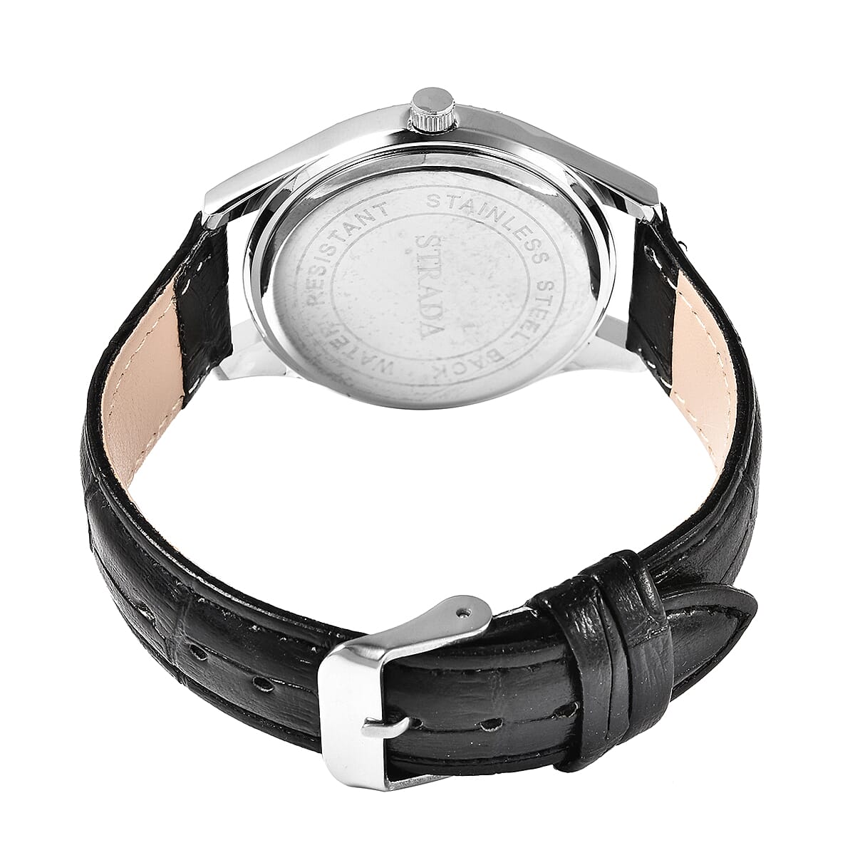 STRADA Japanese Movement Ladies Water Resistant Watch with Black Strap