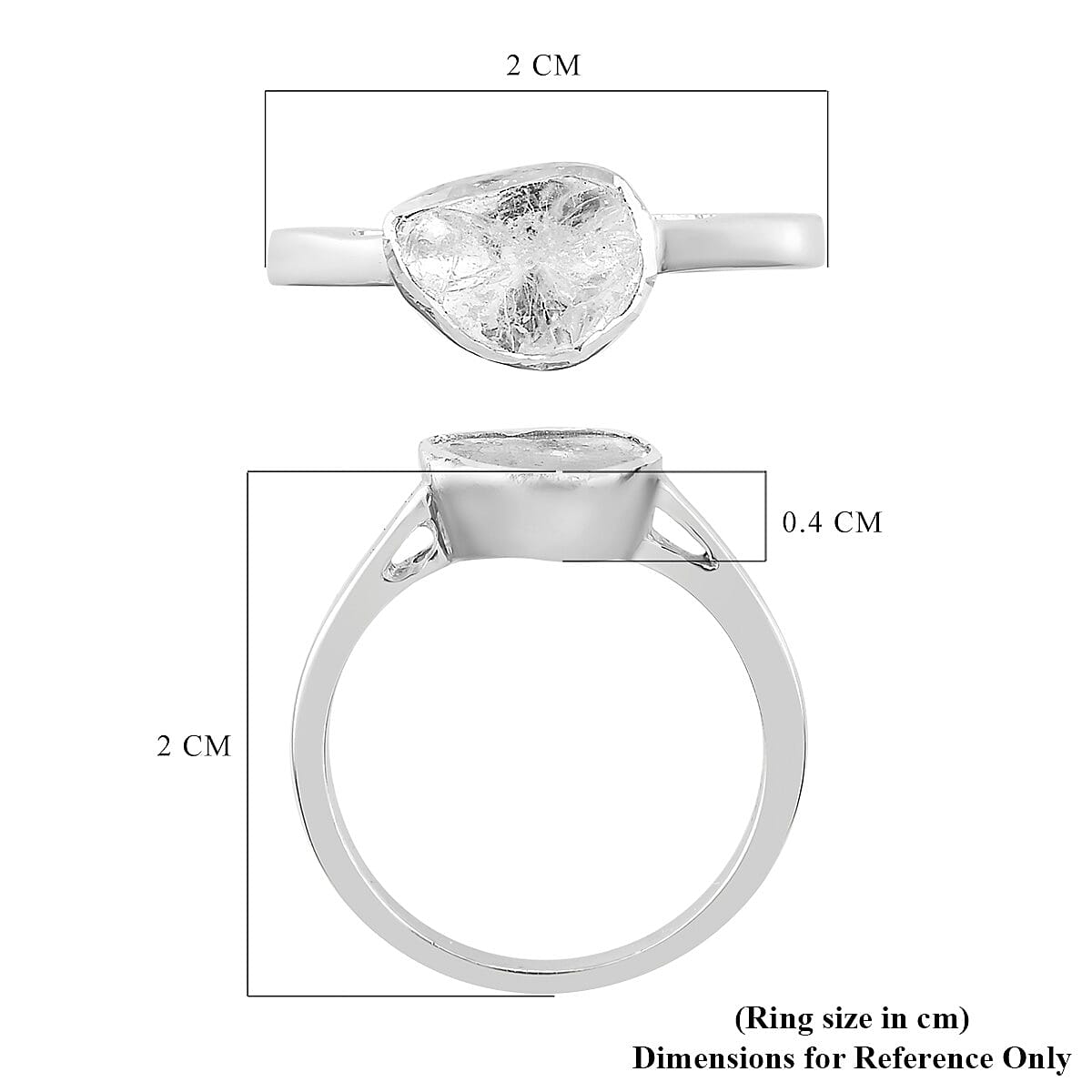 Artisan Crafted Polki Diamond Ring in Platinum Overlay Sterling Silver 0.25 Ct.