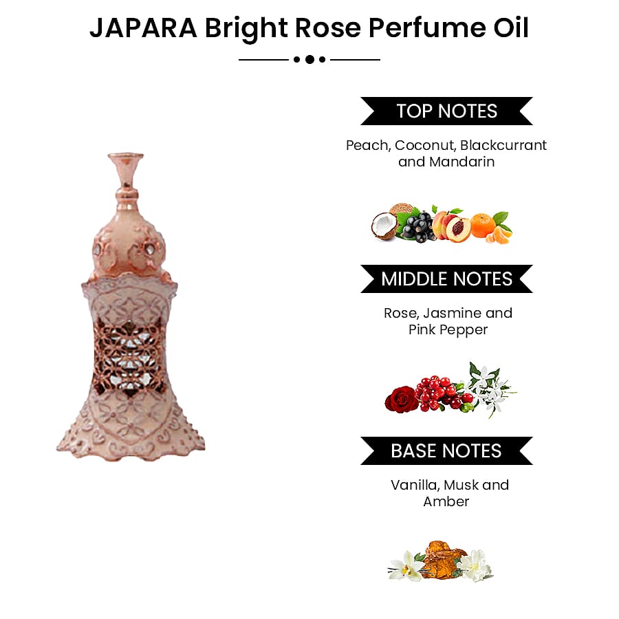 Set of 3 - JAPARA Rose Collection Perfume Oil (Rosemantic, Bright Rose, Calmness Rose)