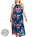 NOVA Of London Pleated Midi Dress With Floral Print in Green (Size 26)