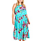 NOVA Of London Pleated Midi Dress With Floral Print in Turquoise (Size 18 )