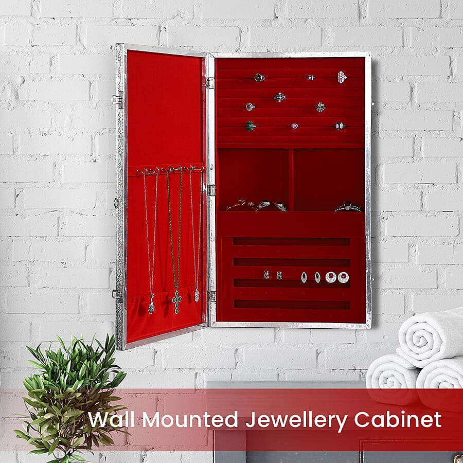 Embossed Collection Handcrafted Tree Oxidised Jewellery Box (Size 55.5X32.5X5 Cm) with Velvet Interior