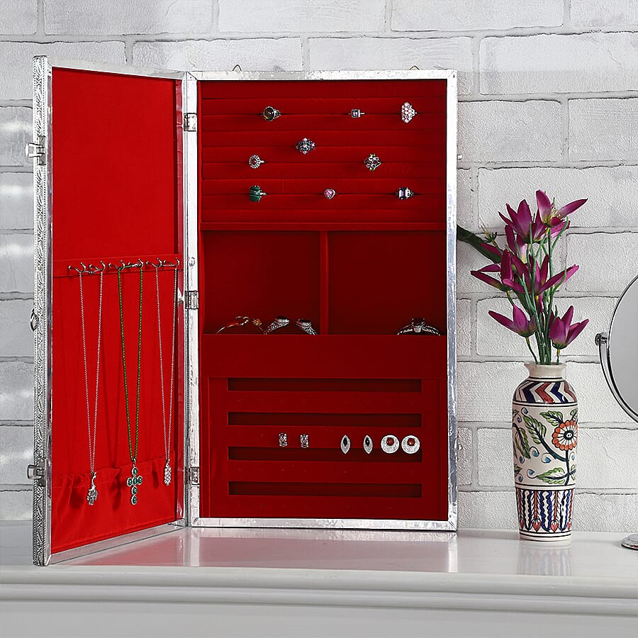 Embossed Collection Handcrafted Tree Oxidised Jewellery Box (Size 55.5X32.5X5 Cm) with Velvet Interior