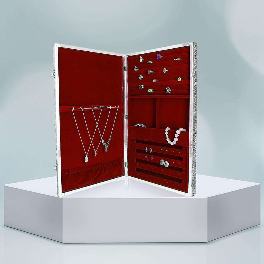 Embossed Collection Handcrafted Tree Oxidised Jewellery Box (Size 55.5X32.5X5 Cm) with Velvet Interior