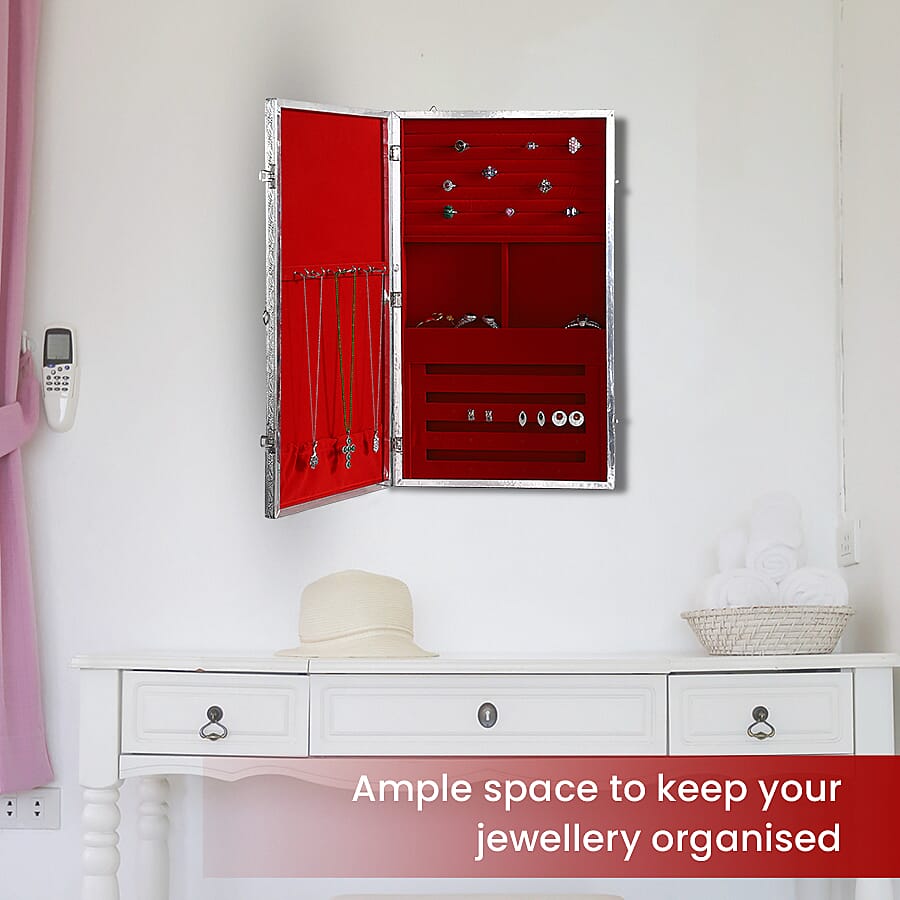 Embossed Collection Handcrafted Tree Oxidised Jewellery Box (Size 55.5X32.5X5 Cm) with Velvet Interior