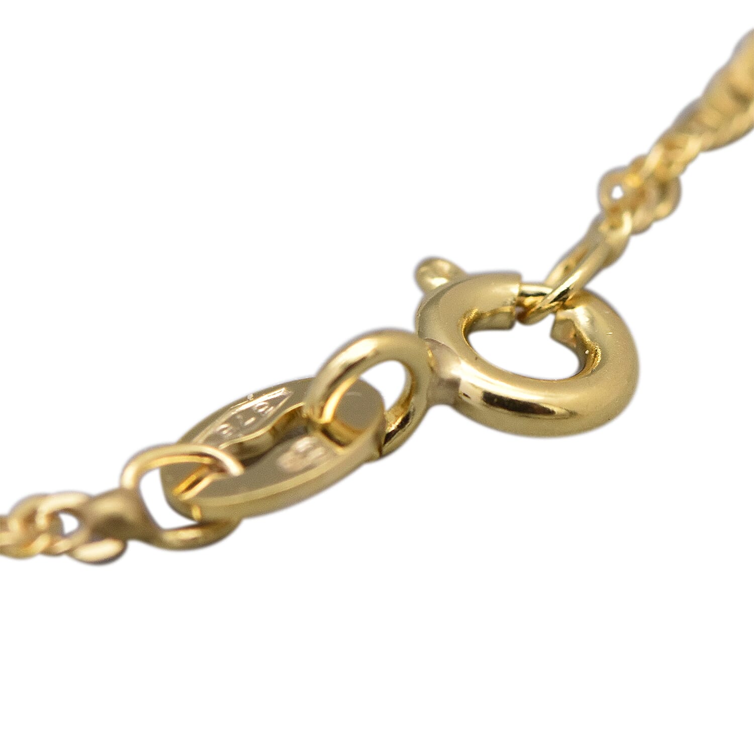 9K Yellow Gold Heart Charm Twist Curb Chain Anklet (Size 9-10) ,  Gold Wt. 1.20 Gms