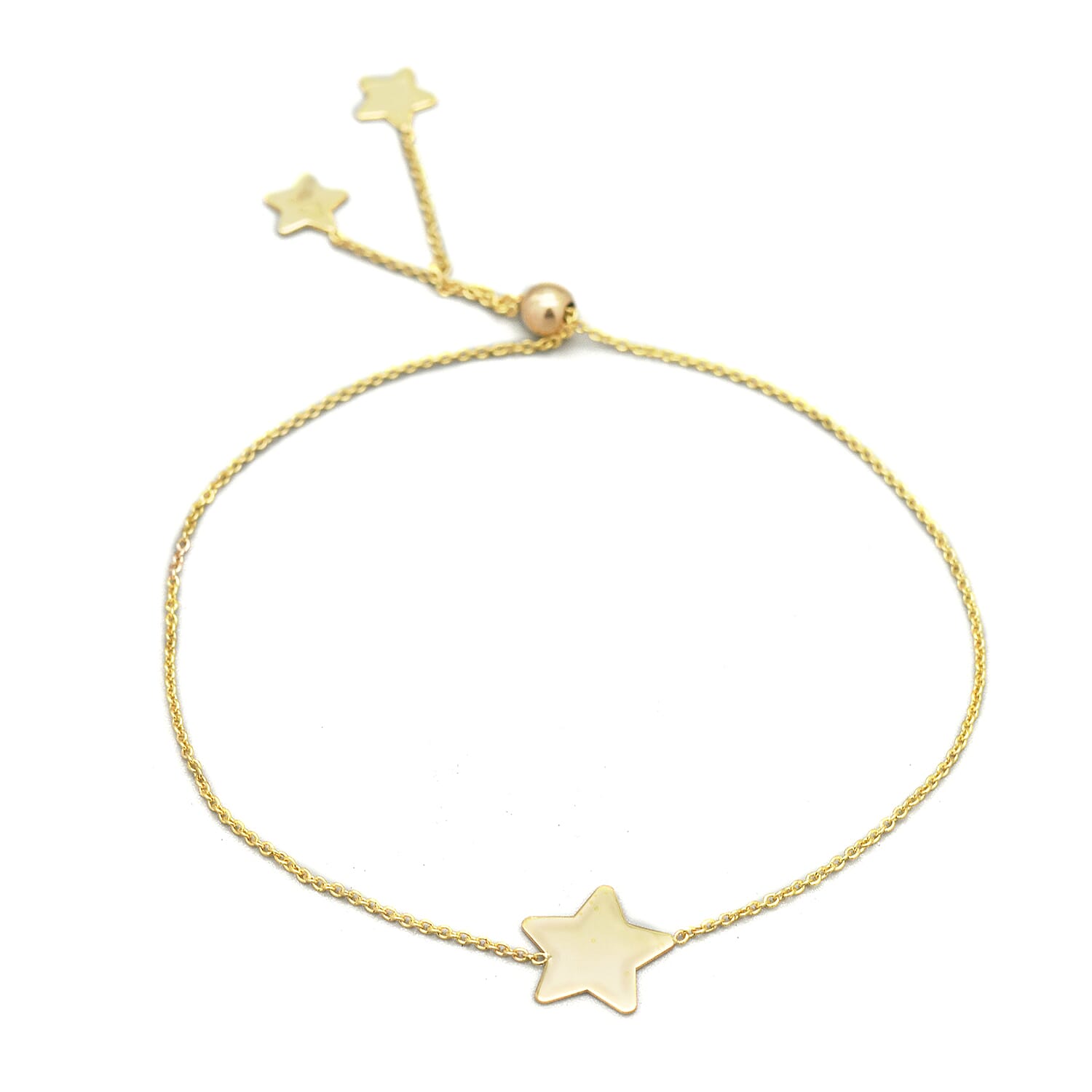 9K Yellow Gold Star Adjustable Slider  Bracelet (Size 8.5) ,  Gold Wt. 1.00 Gms