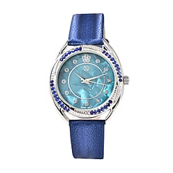 STRADA Japanese Movement Blue Crystal Studded Water Resistant Watch with Blue Strap