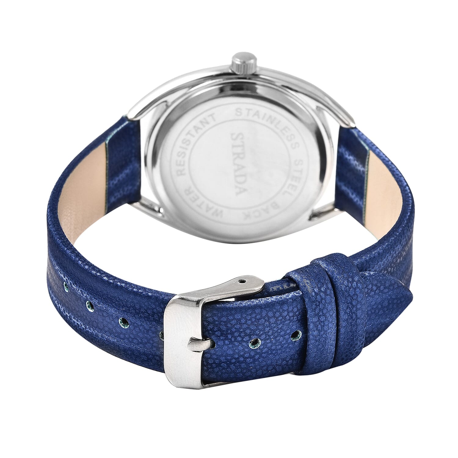 STRADA Japanese Movement Blue Crystal Studded Water Resistant Watch with Blue Strap