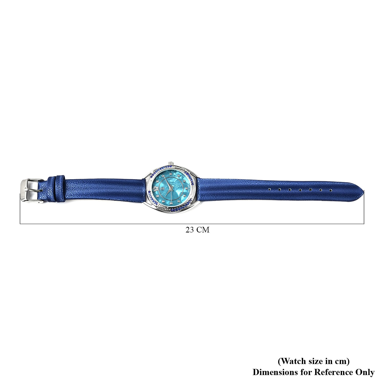 STRADA Japanese Movement Blue Crystal Studded Water Resistant Watch with Blue Strap