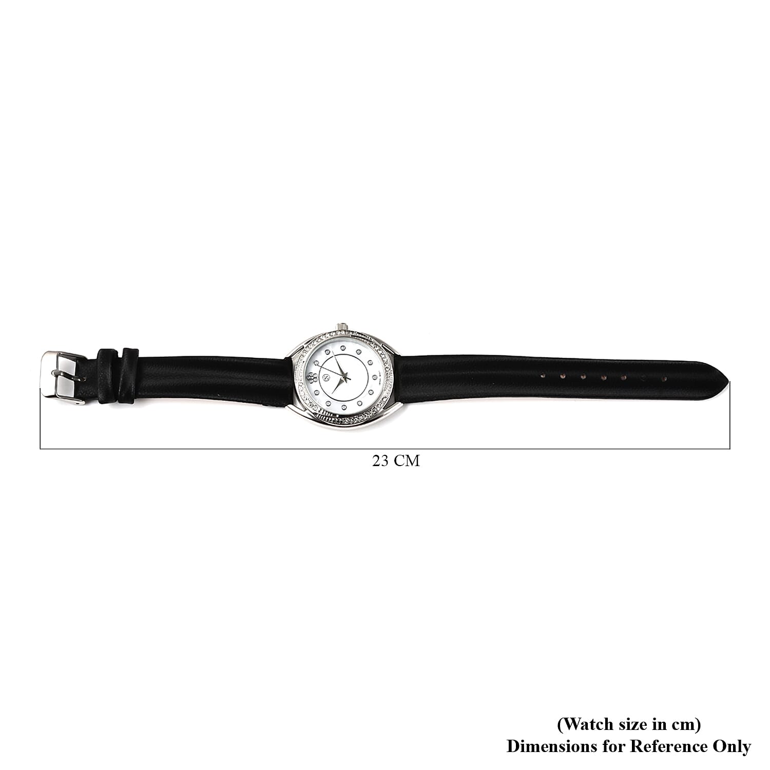 STRADA Japanese Movement White Crystal Studded Water Resistant Watch with Black Strap