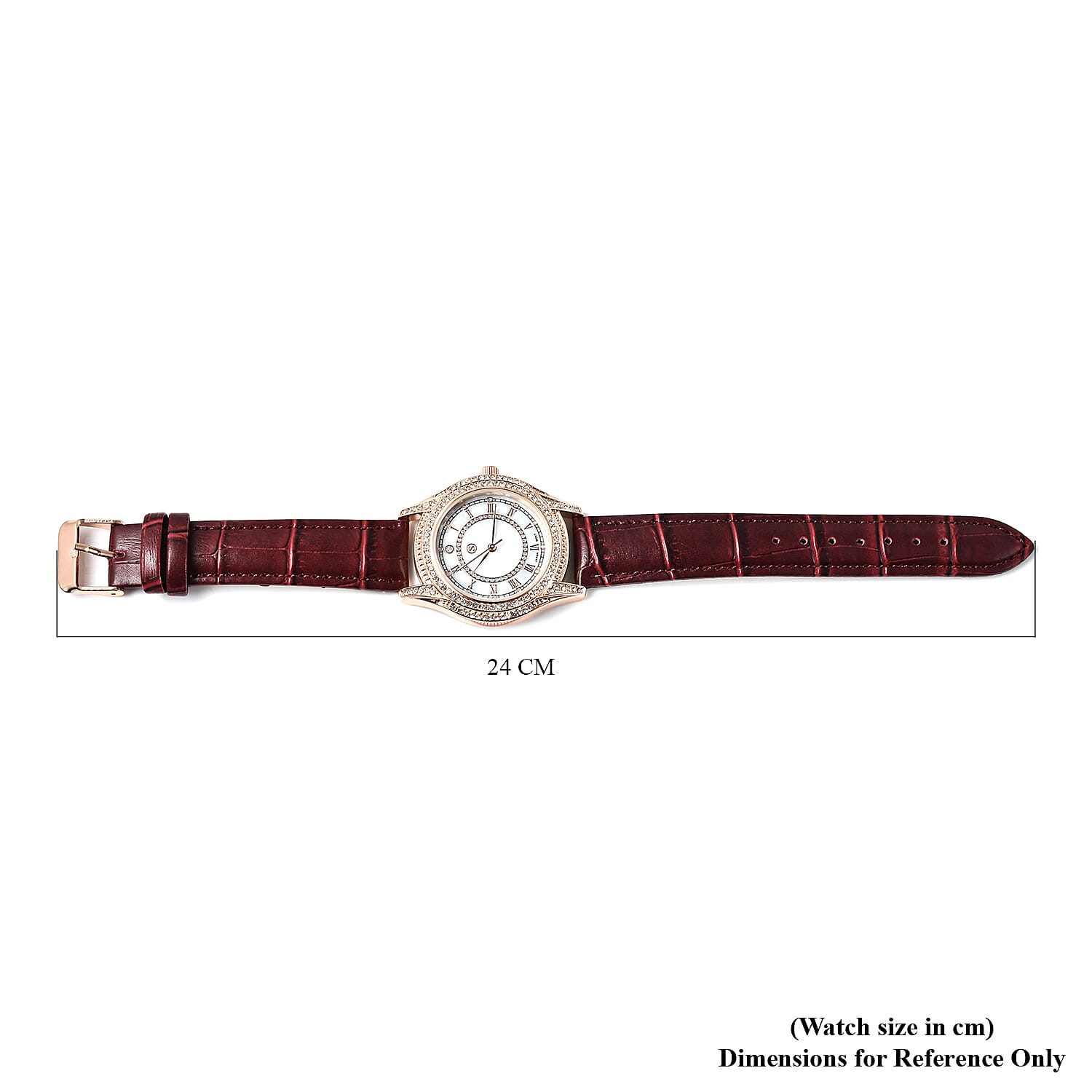 STRADA Japanese Movement Ladies Water Resistant Watch with Burgundy Strap