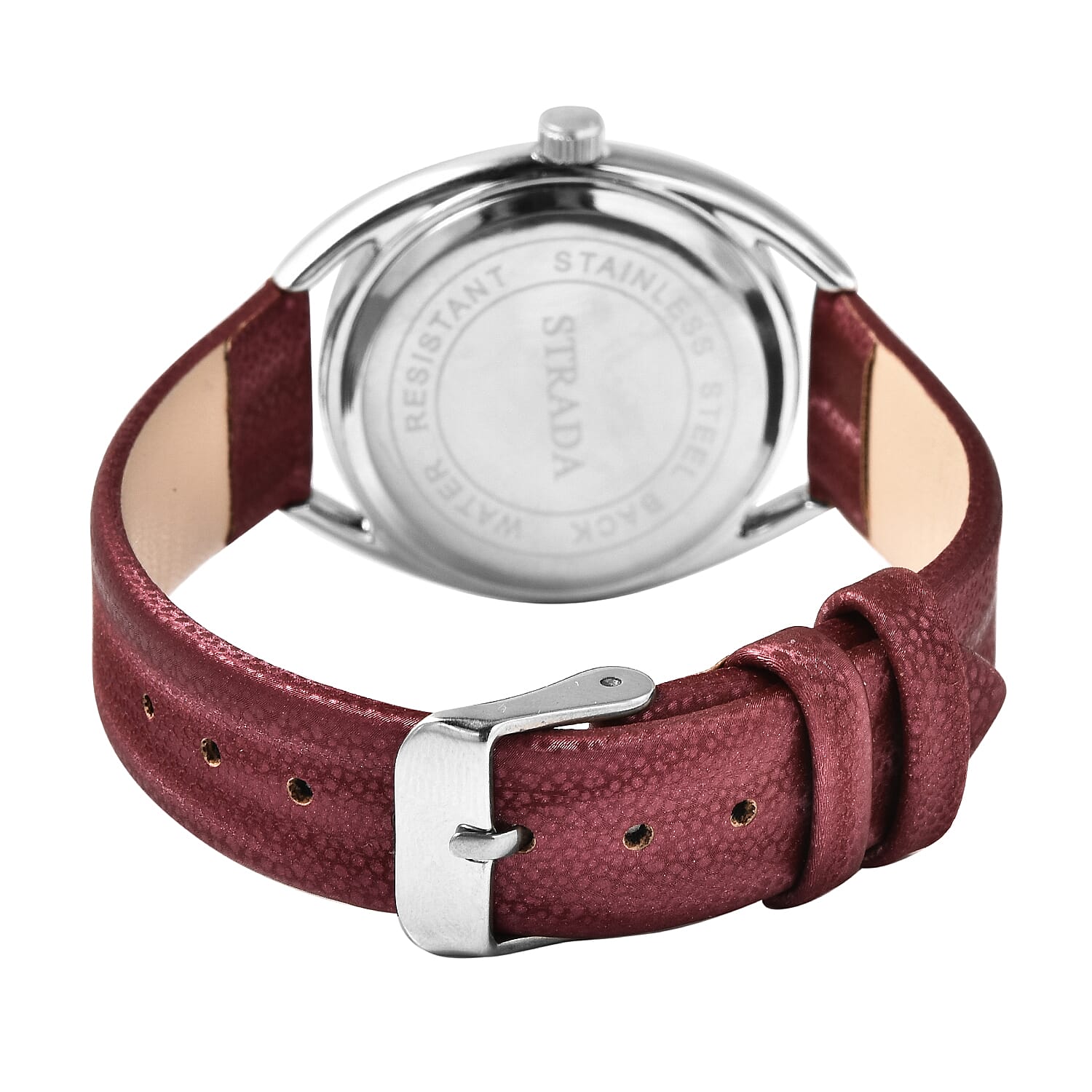 STRADA Japanese Movement Red Crystal Studded Water Resistant Watch with Red Strap