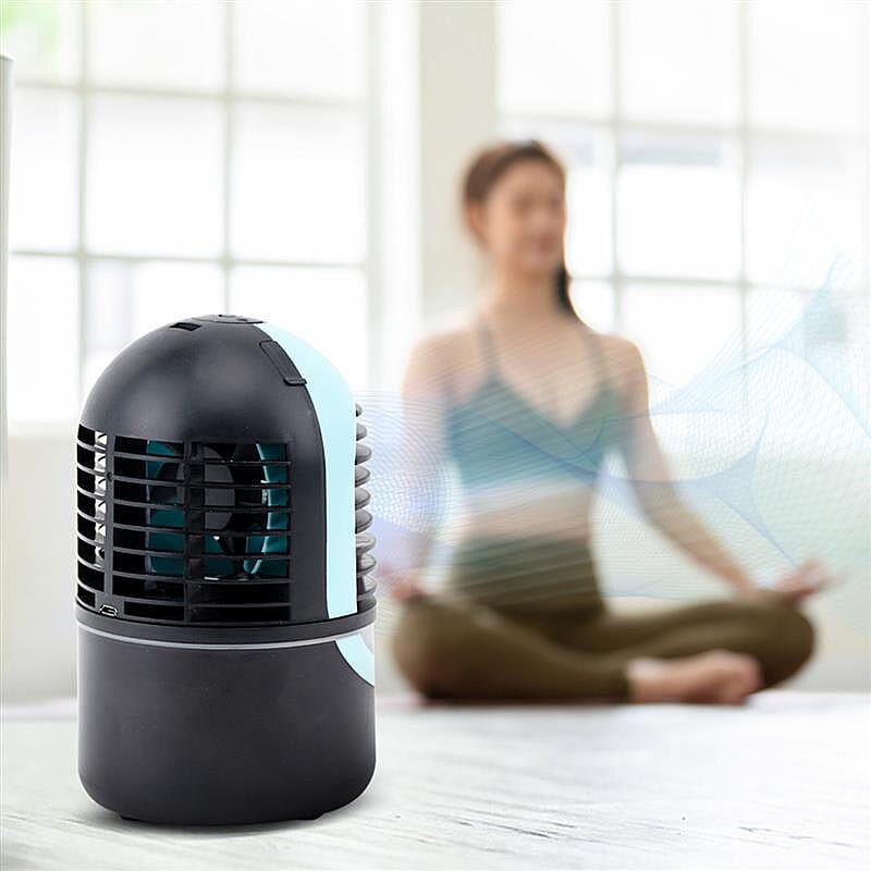 ZAAHN Ultra Chill Portable Air Cooler and Humidifier with 5 Colour Mood Light (17X10 CM) - Sky Blue and Black