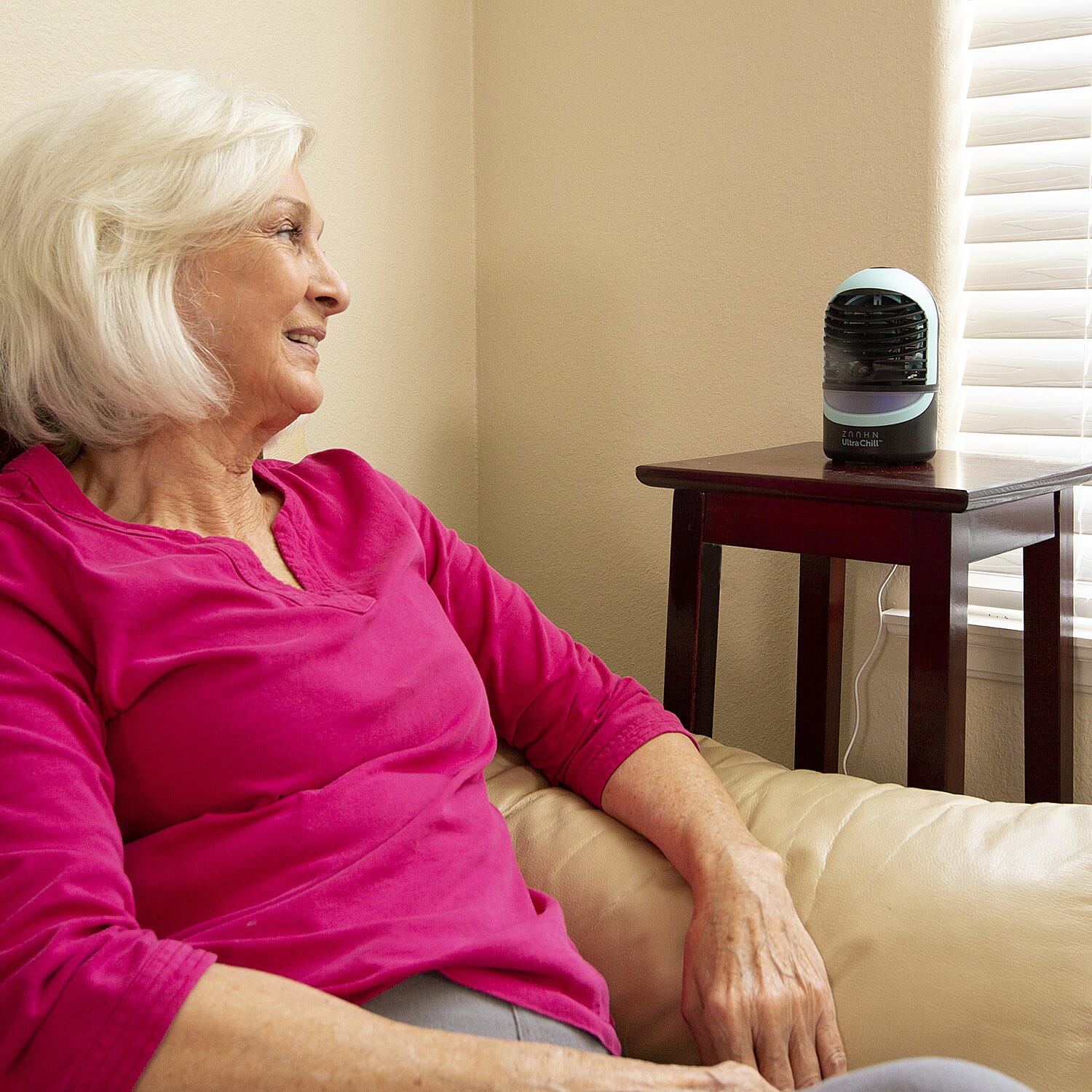 ZAAHN Ultra Chill Portable Air Cooler and Humidifier with 5 Colour Mood Light (17X10 CM) - Sky Blue and Black