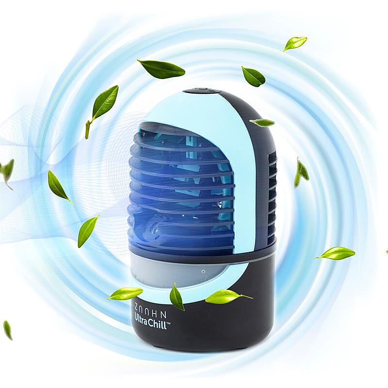 ZAAHN Ultra Chill Portable Air Cooler and Humidifier with 5 Colour Mood Light (17X10 CM) - Sky Blue and Black