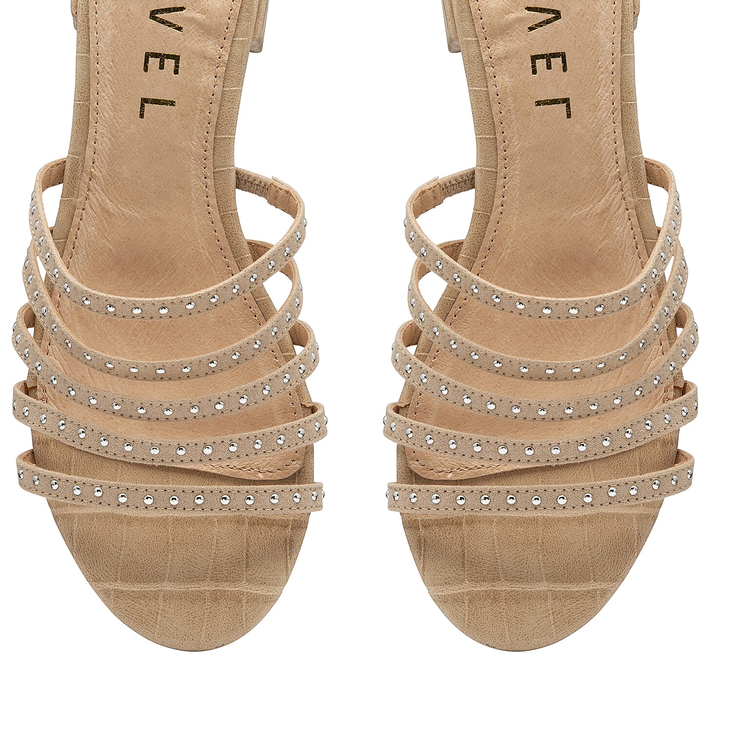 Ravel Alena Womens Slip On Sandals with Studded Straps in Beige 