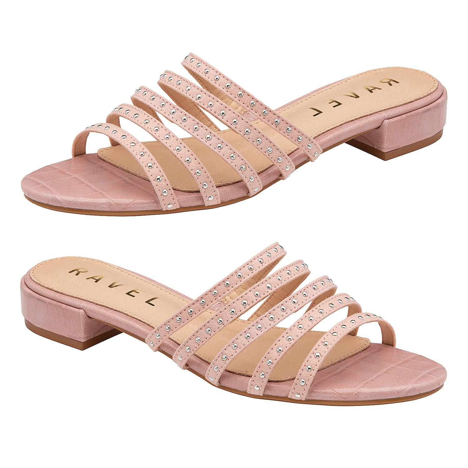 Ravel Alena Womens Slip On Sandals with Studded Straps in Beige 