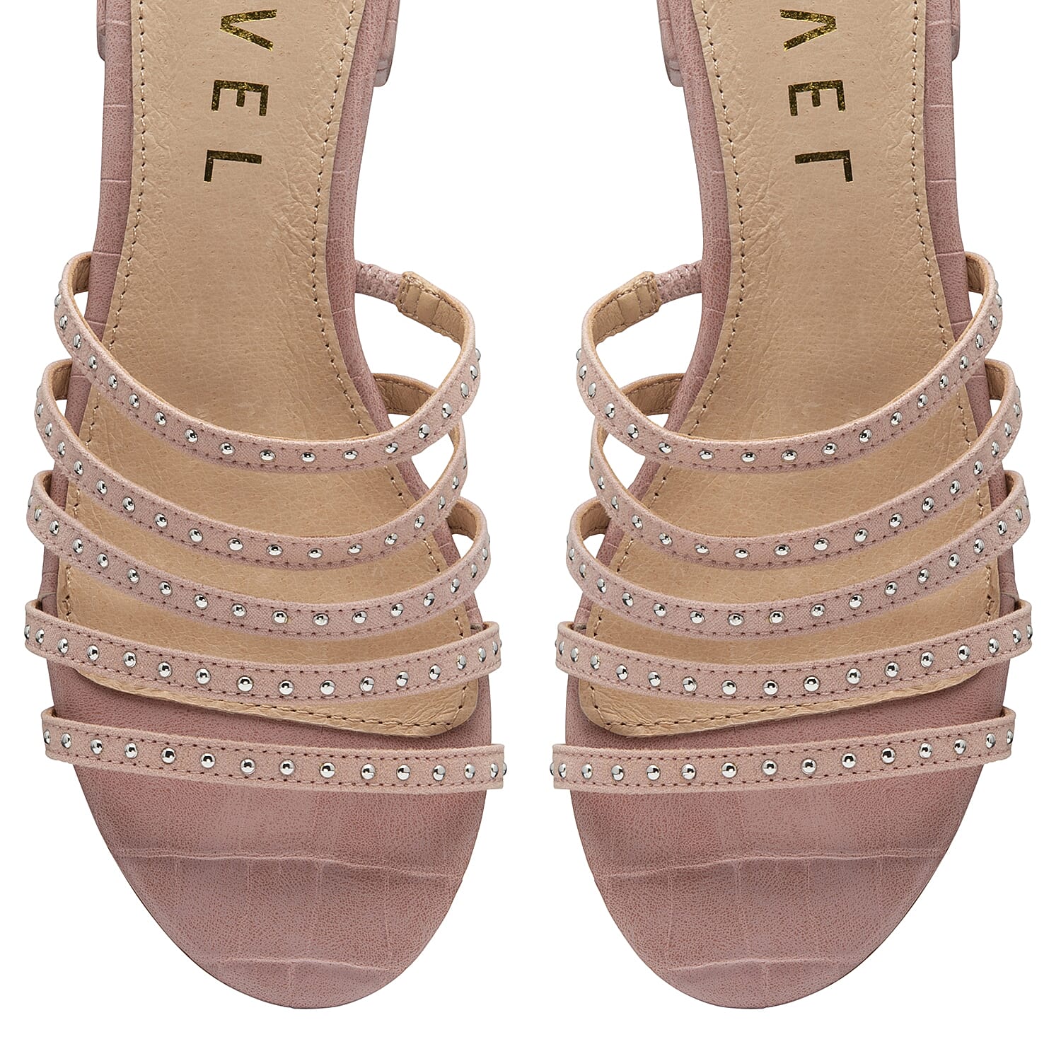 Ravel Alena Womens Slip On Sandals with Studded Straps in Beige 