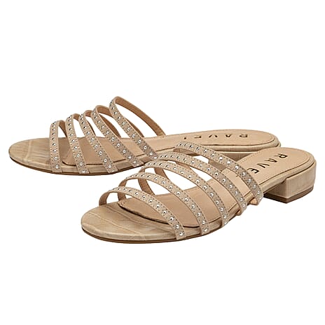 Ravel Alena Womens Slip On Sandals with Studded Straps in Beige (Size 6)