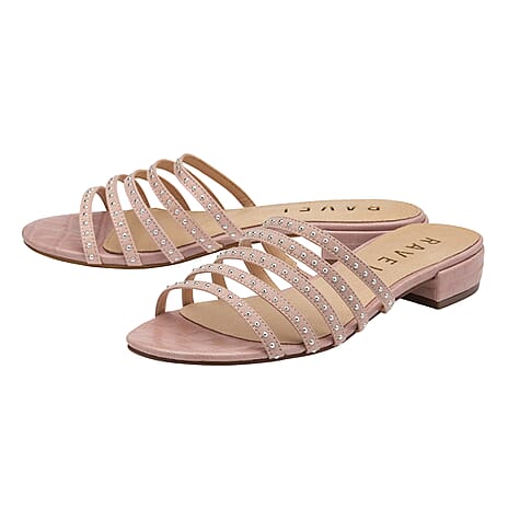 Ravel Alena Womens Slip On Sandals with Studded Straps in Blush (Size 7)