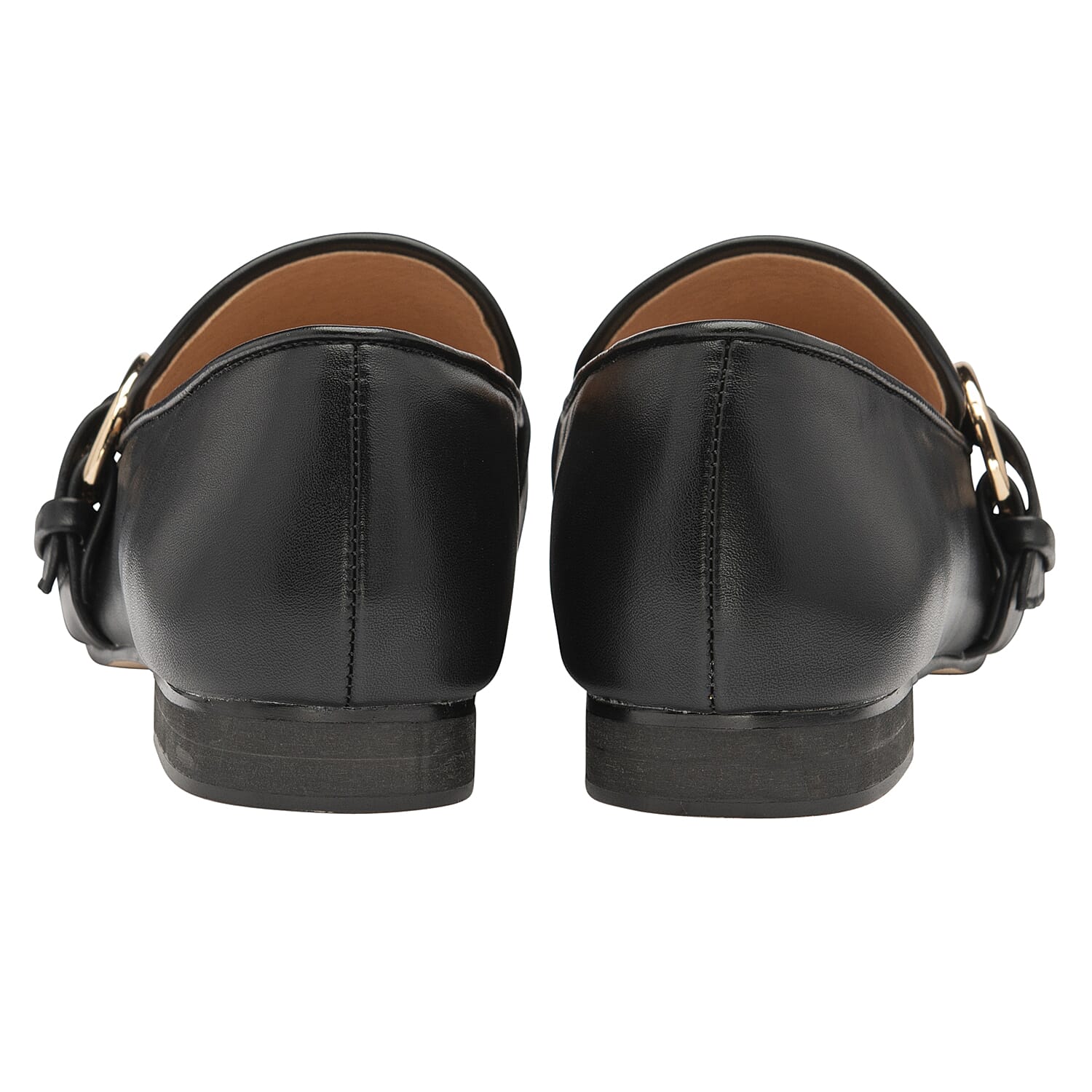Ravel Ramona Loafers with Gold Tone Buckle Detail in Black (Size 3)