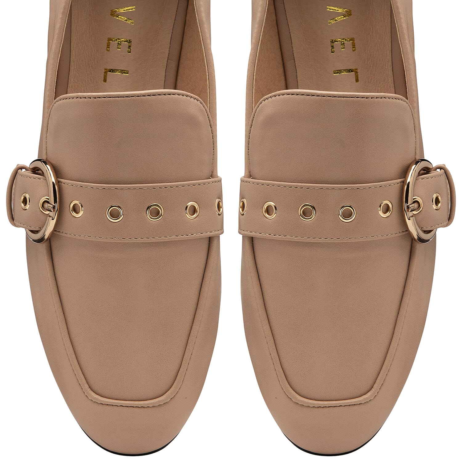 Ravel Ramona Loafers with Gold Tone Buckle Detail in Black (Size 3)