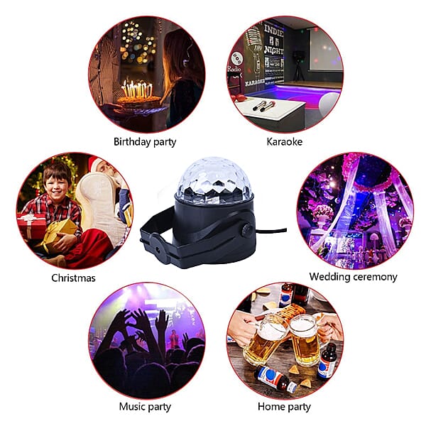 Disco Ball LED Party Light with Remote Control - Black