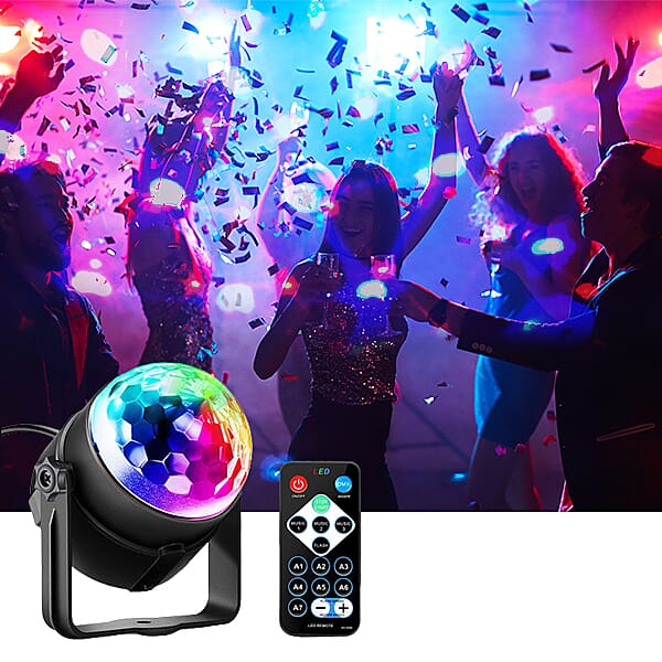 Disco Ball LED Party Light with Remote Control - Black