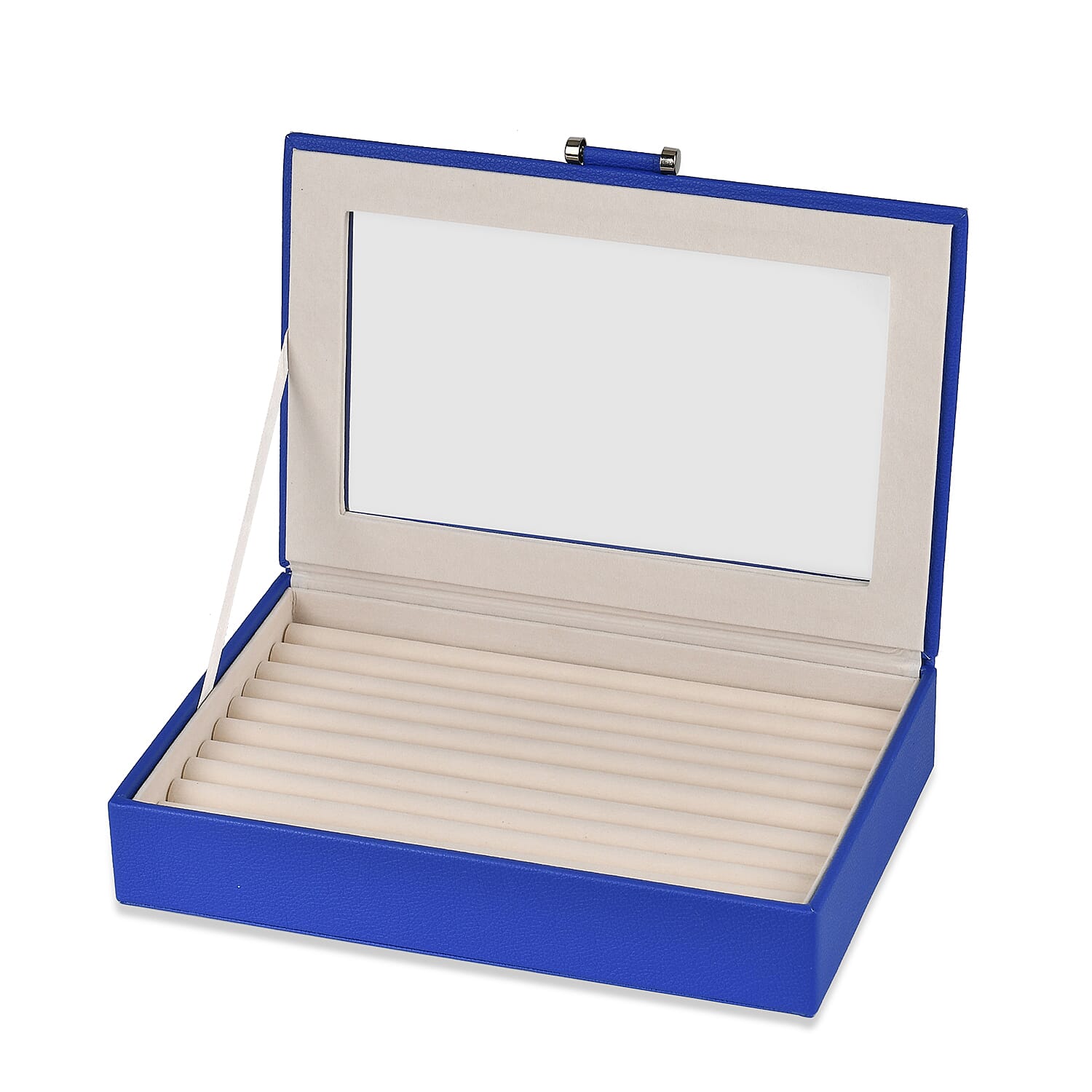 Stylish Ring Box With Glass Window & Anti Tarnish Lining (Size 10x7x2 cm ) - Blue (Can Hold 100Pcs Rings) Stylish Ring Box With Glass Window & Anti Tarnish Lining (Size 10x7x2 cm ) - Blue (Can Hold 100Pcs Rings)