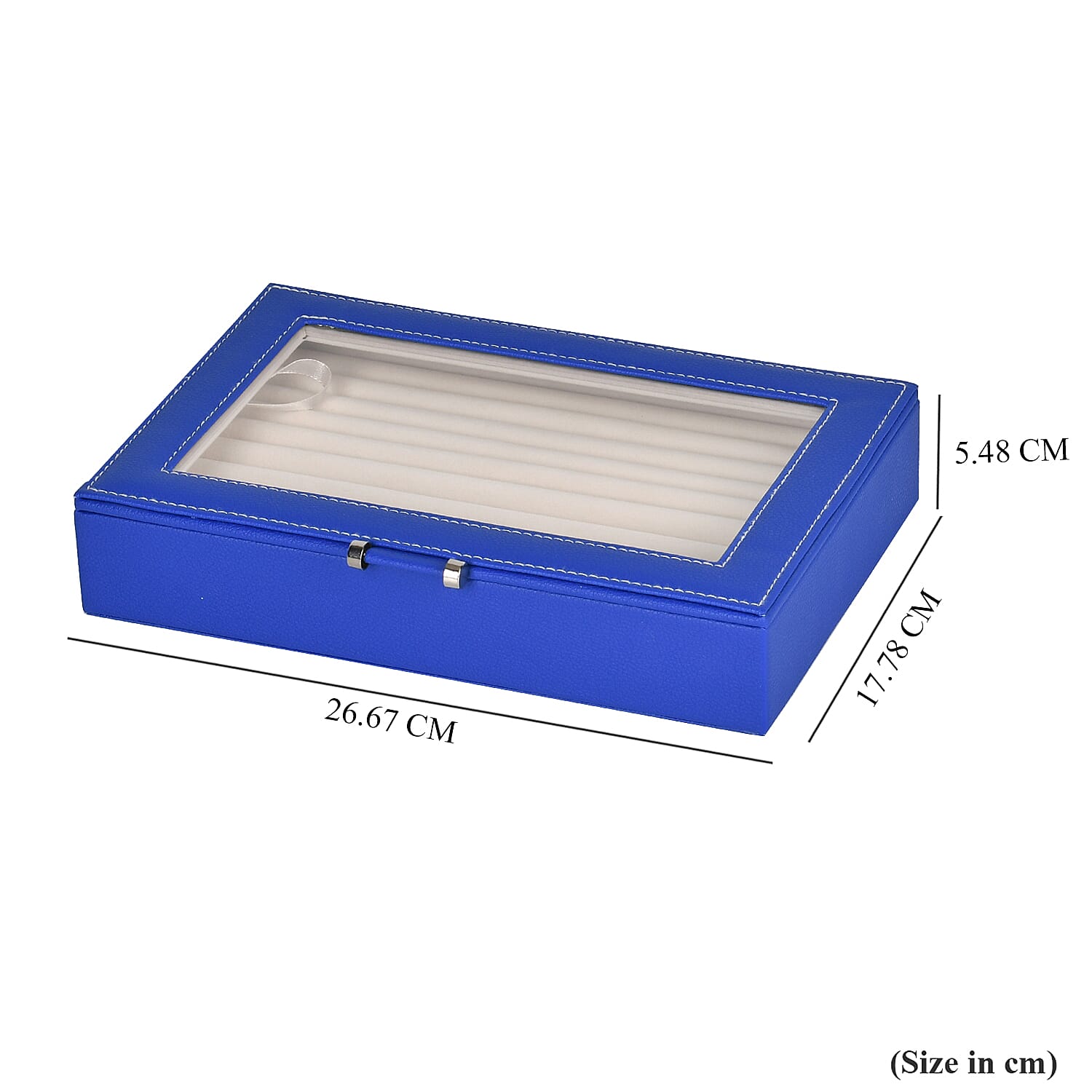 Stylish Ring Box With Glass Window & Anti Tarnish Lining (Size 10x7x2 cm ) - Blue (Can Hold 100Pcs Rings) Stylish Ring Box With Glass Window & Anti Tarnish Lining (Size 10x7x2 cm ) - Blue (Can Hold 100Pcs Rings)