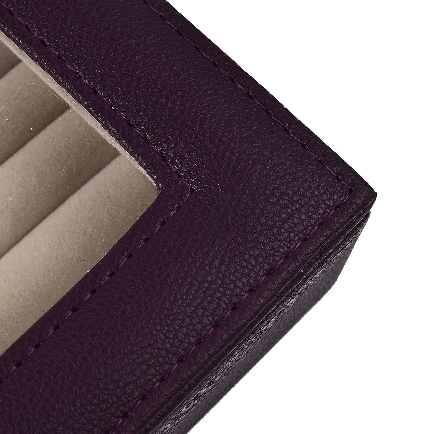 Stylish Ring Box With Glass Window & Anti Tarnish Lining (Size 10x7x2 cm) - Purple (Can Hold 100Pcs Rings)