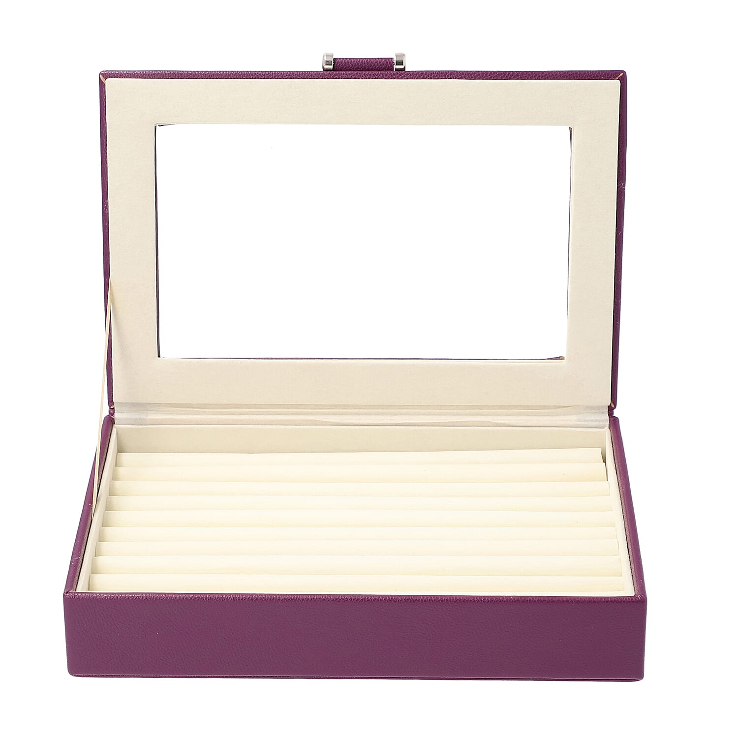 Stylish Ring Box With Glass Window & Anti Tarnish Lining (Size 10x7x2 ) - Blush (Can Hold 100Pcs)